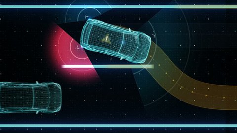 Avoiding collisions, Lane departure prevention, Autonomous vehicle, Automatic driving technology. Unmanned car, IOT connect car. X-ray image.