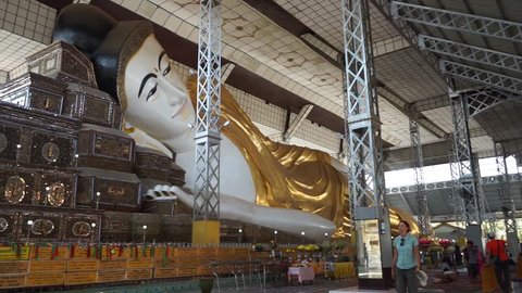 BAGO, MYANMAR - CIRCA APRIL 2017 Shwethalyaung Buddha