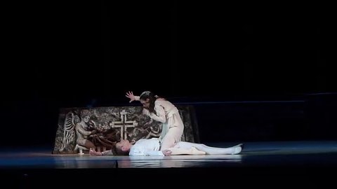 DNIPRO, UKRAINE - APRIL 15, 2017: Classical ballet Romeo and Juliet. performed by members of the Dnipro Opera and Ballet Theatre.