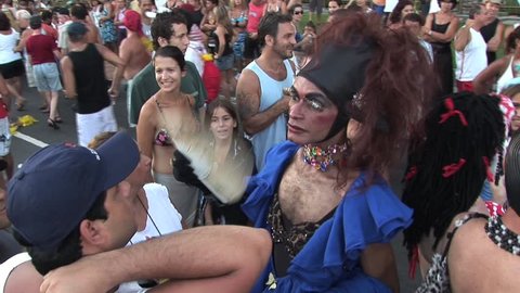  BRAZIL--RIO DE JANEIRO/SAO PAULO -  CIRCA 2010:  Glamorous Man In Drag at gay carnival. 