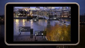 A smart phone video display showing augmented reality.