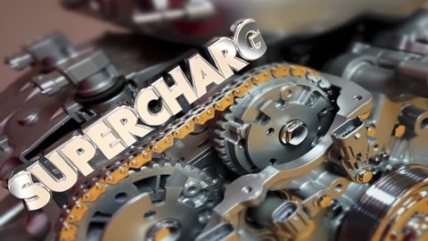 Supercharge Engine Word Turbo Horsepower 3d Animation