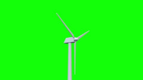 Seamless looping animation of wind turbine spinning. 3D render footage in FullHD with chroma key