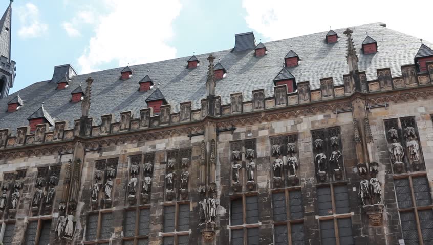 Charlemagne as a statue in front of the Aachen City Hall