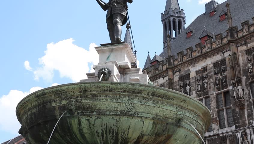 Charlemagne as a statue in front of the Aachen City Hall