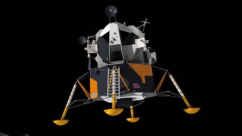 Apollo 11 lunar lander landing on the moon. This was the vehicle used for the first ever manned landing on another celestial body.