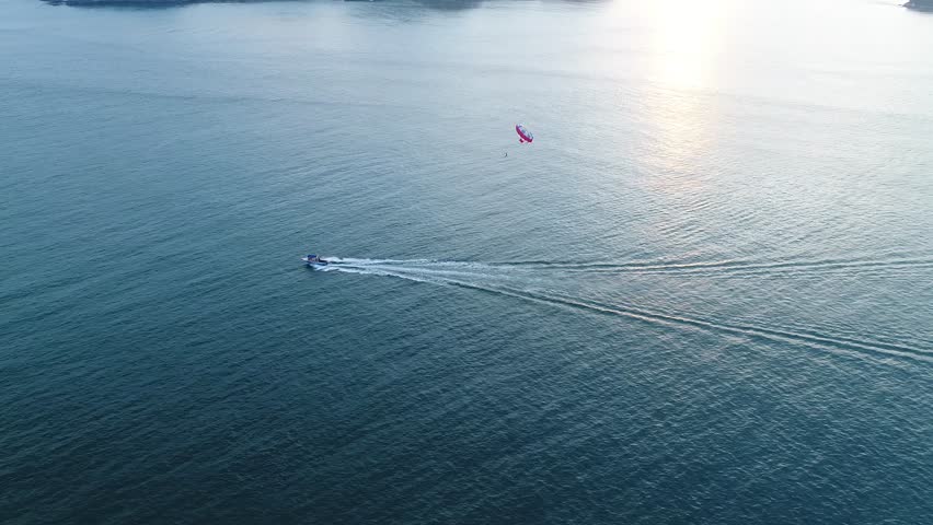 Aerial view of parasailing