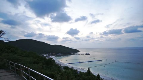 Sunset time lapse in Twean beach, Koh Larn island,Pattaya, East of Thailand in summer of year 2017