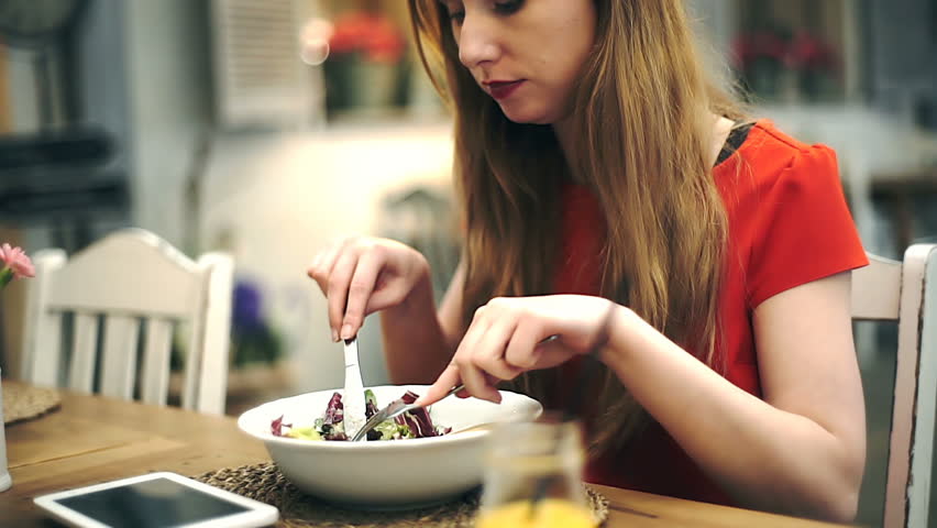 Girl eat me. Lunch in Cafe girly. Pretty girls eat.