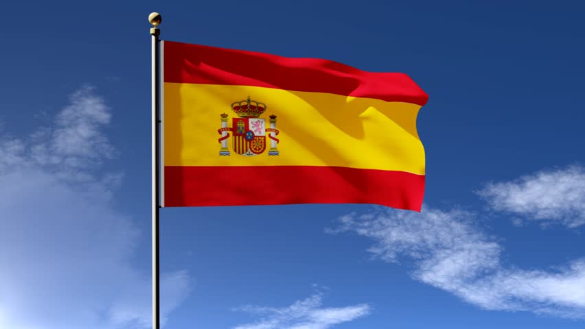 Spanish Flag 3d Animation with Stock Footage Video (100% Royalty-free