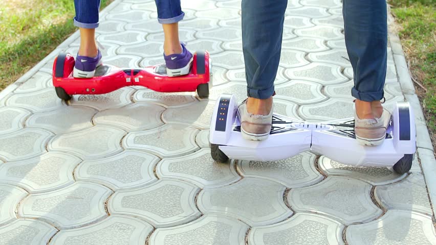 Close up shot of two hover board Royalty-Free Stock Footage #26087699