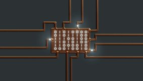Stylized computer chip processing data with binary code. Frames 1 to 300, and 451 to 750, loop. - Powered by Shutterstock - Get 15% off with code: PIKWIZARD15