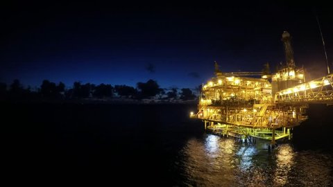offshore central processing platform day to night time lapse