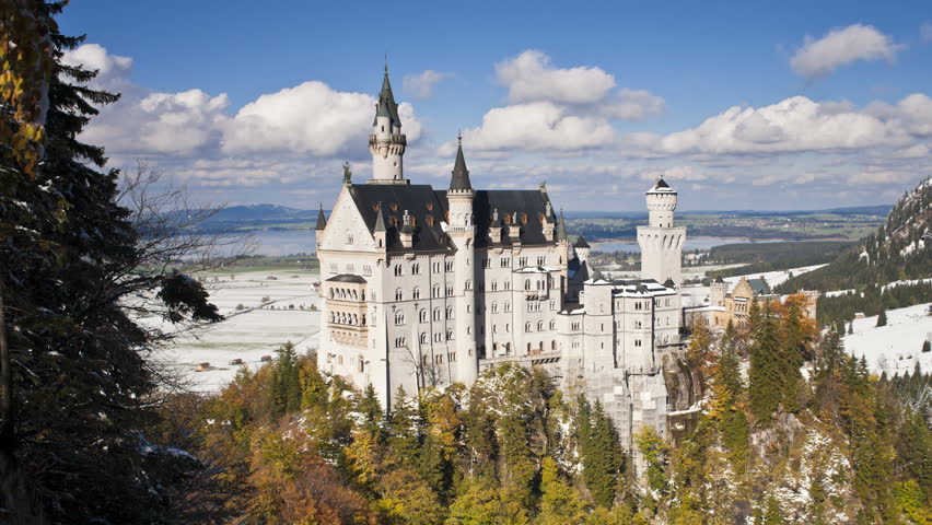 Afternoon Shot of Neuschwanstein Castle Stock Footage Video (100%