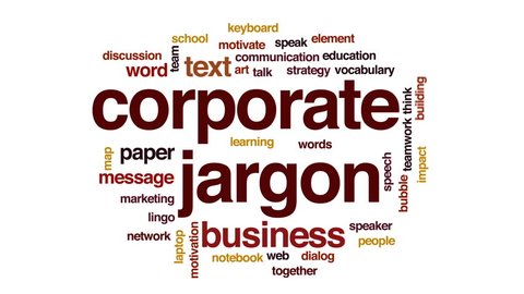 Corporate jargon animated word cloud, text design animation.