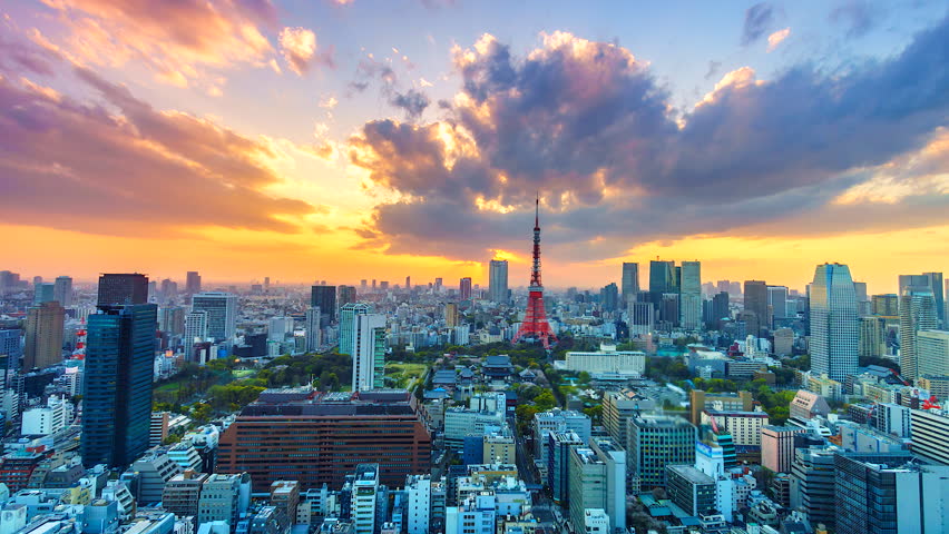 4K, Time lapse view sunset at Tokyo city with Tokyo Tower in japan asia Is a famous place 