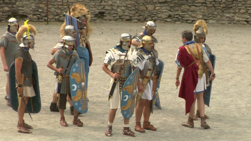 SUSA, ITALY - June 2012: Roman and gallic soldier during a reenactment of war