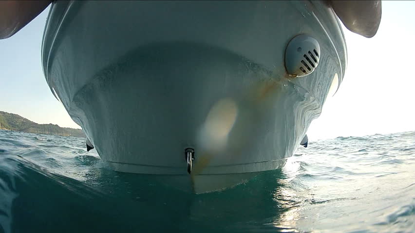Boat driving, front view