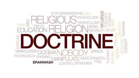 Doctrine animated word cloud, text design animation. Kinetic typography.
