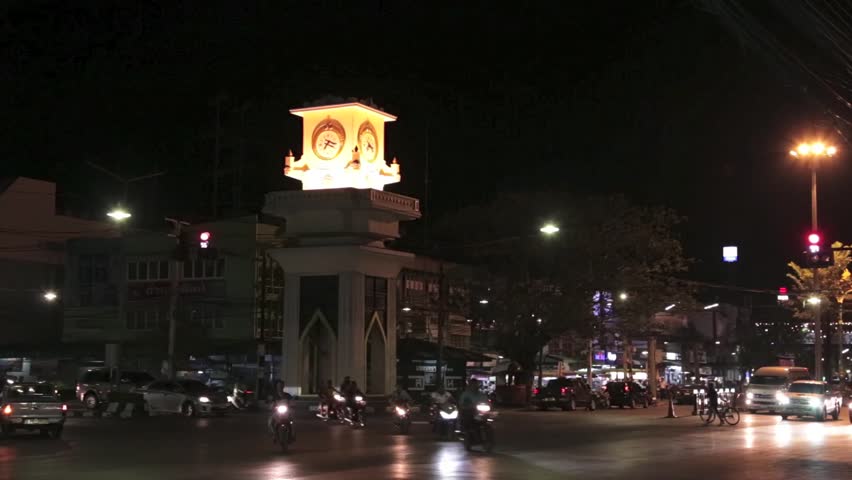 Night traffic in Kanchanaburi