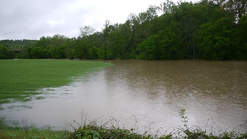 Brushy Fork Creek Flooding on Marlow Circle in Clinton, Tennessee on April 23, 2017.