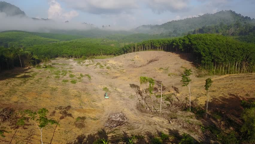 Deforestation. Aerial drone view of forest destroyed in Thailand Royalty-Free Stock Footage #26149292