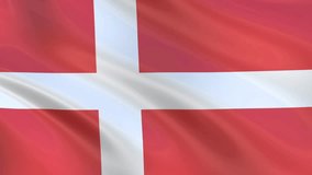 Denmark flag waving in the wind. Looped video.