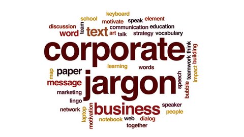Corporate jargon animated word cloud, text design animation.