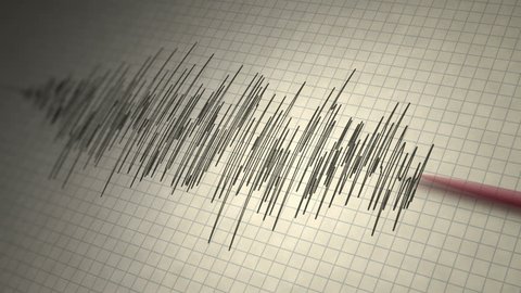 Earthquake Seismograph Loop - Animated seismograph records earthquake tremors. Seamlessly loopable.