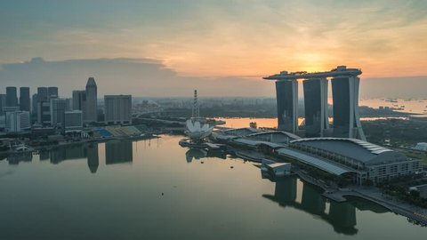 Singapore city skyline sunrise timelapse, Singapore, 4K Time lapse