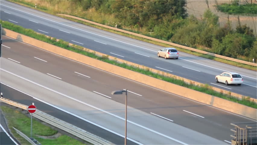 A fast car driving on the autobahn in Germany
