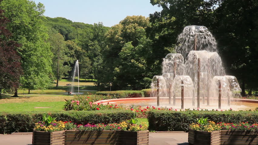 Fountains in the park on a summer afternoon
