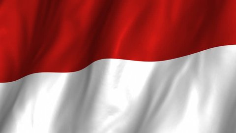 A beautiful satin finish looping flag animation of Indonesia.     A fully digital rendering using the official flag design in a waving, full frame composition.  The animation loops at 10 seconds.  