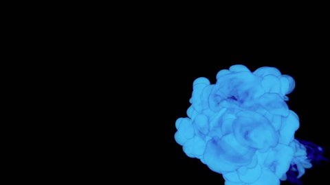 ABSTRACT BACKGROUND. BLUE SMOKE or BLUE INK IN WATER SERIES ON BLACK. 3d render voxel graphics. Elements of Motion Graphics. Jets of Ink spreading in the water. Ink dissolving in water. Render 10