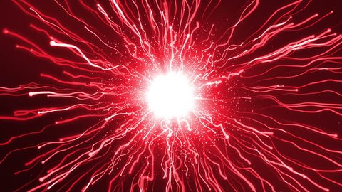 Two particles fly at each other and explode
