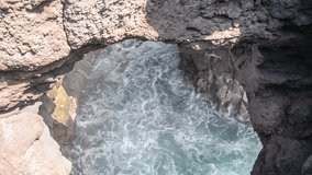 Seamless loop, Los Hervideros, a touristic attraction near the village of El Golfo in Lanzarote, Canary islands, Spain - Video HD