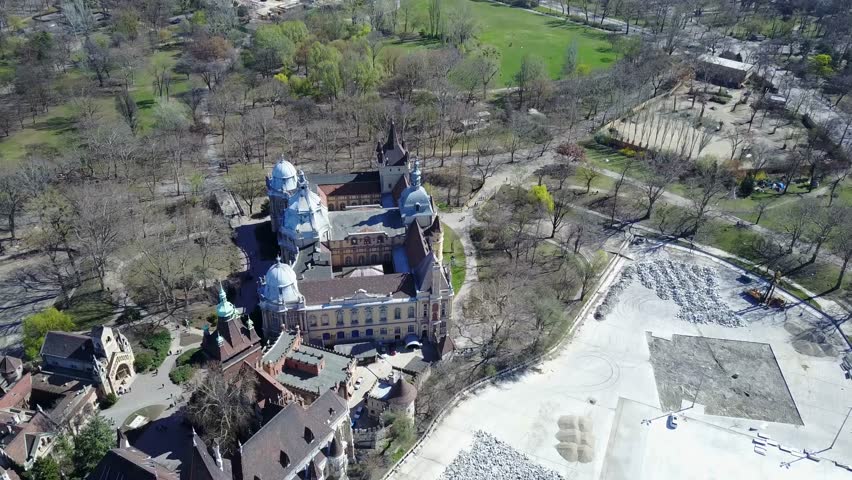 Aerial View Budapest Castle Park No Water