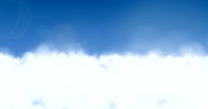 Aerial 3D Perspective Flying In The Blue Sky Over White Clouds as Rendered 4k Intro Animation Video