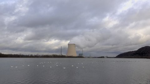 4K footage of the Isar 2 nuclear power plant in Essenbach, Germany