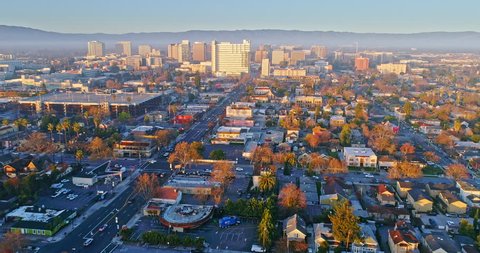 Aerial View Of San Jose City at sunrise & sunset