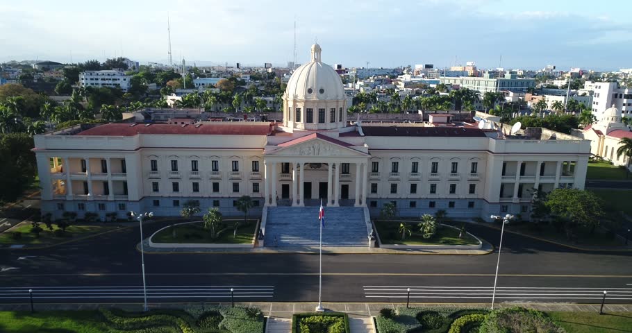 Aerial Footage of the Presidential Palace in Santo Domingo, Dominican Republic