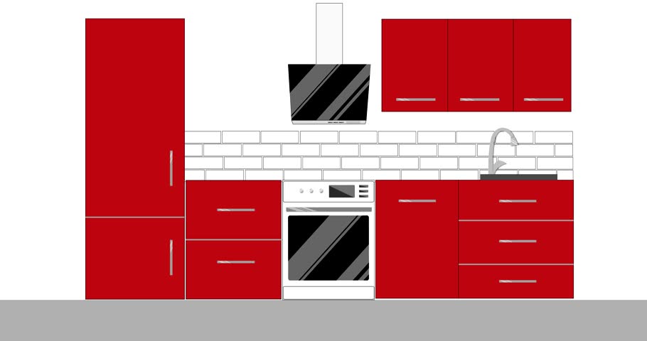 modern kitchen interior design furniture 2d Stock Footage Video (100%