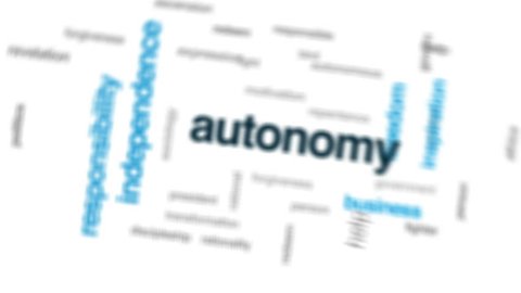Autonomy animated word cloud, text design animation.
