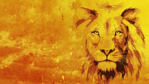 Grunge Lion Head And Film Grain Background