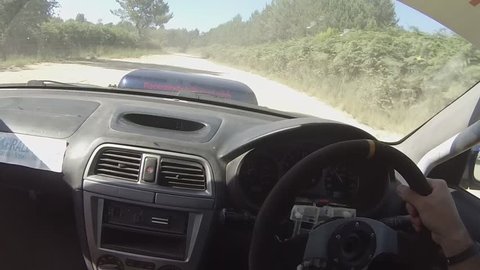 FPV GOPRO interior shot of rally driver making a mistake turning into a corner