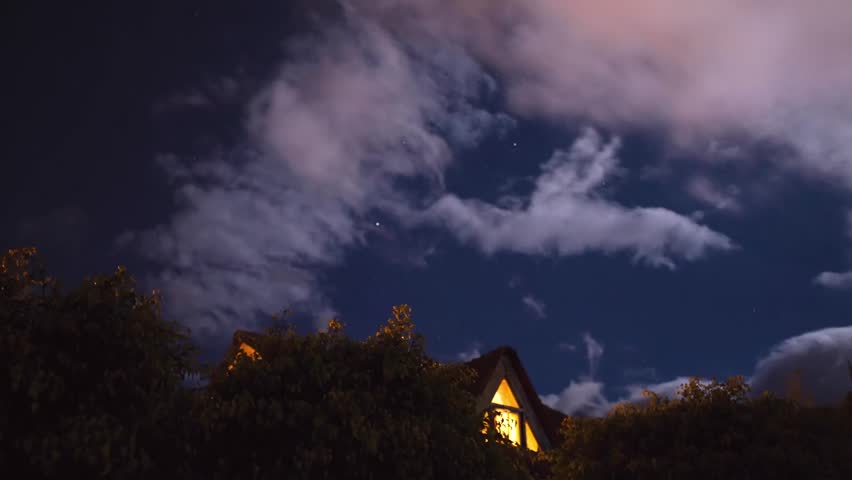 Moon light over the witch house , time lapse