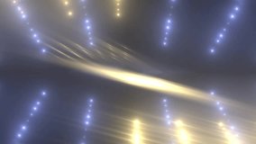 VJ Fractal azure kaleidoscopic background. Background gold motion with fractal design on black background. Disco spectrum lights concert spot bulb. Light Tunnel. Seamless loop.