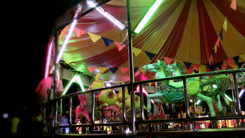 A merry go round, or carousel at local fair