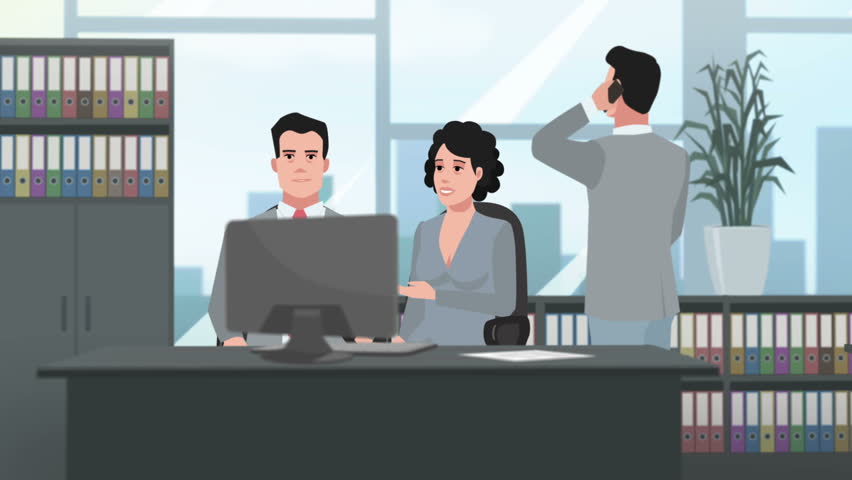 Cartoon Corporate People Working In Stock Footage Video (100% Royalty 