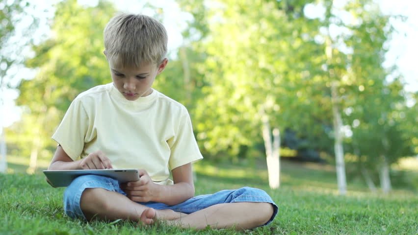 Boy online using a tablet pc
